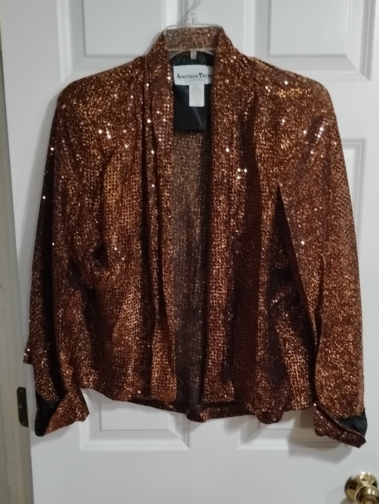 Another Thyme Jackets & Blazers - Another Two Copper Sequin Open-Front Blazer